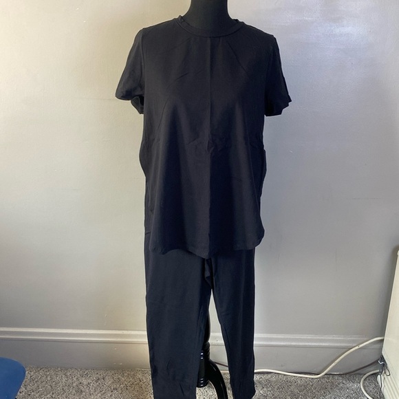 SHEIN 2 Pc Black Cotton Stretch Tee & Pants Sz XL NWOT - Picture 1 of 7